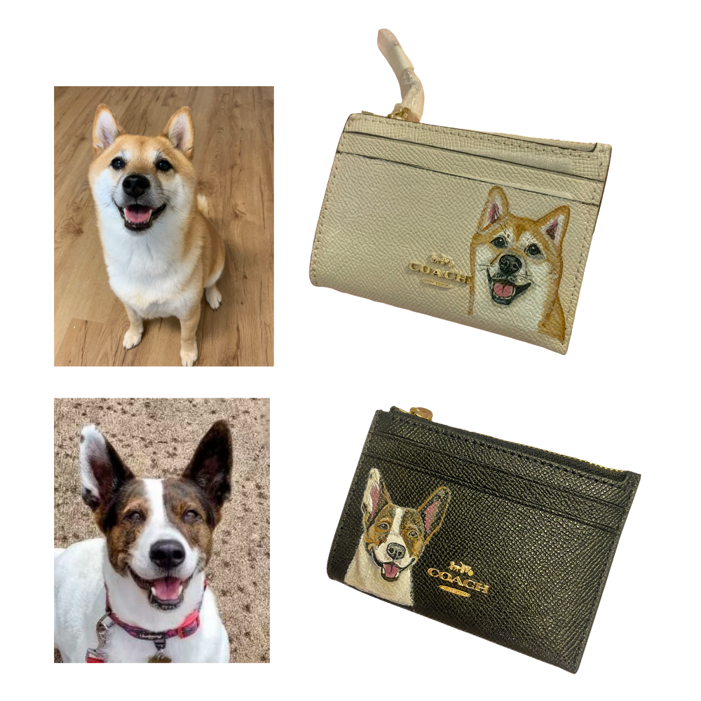 Coach Mini Skinny Card Wallet with Custom Pet Portrait
