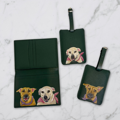 Nappa Leather RFID Blocking Passport Holder Wallet with Custom Pet Portrait