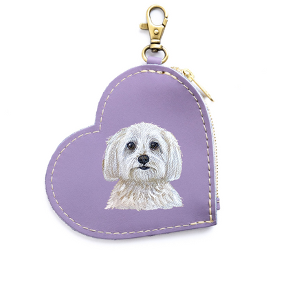 Portland Leather Large Heart Pouch Key Chain with Custom Pet Portrait