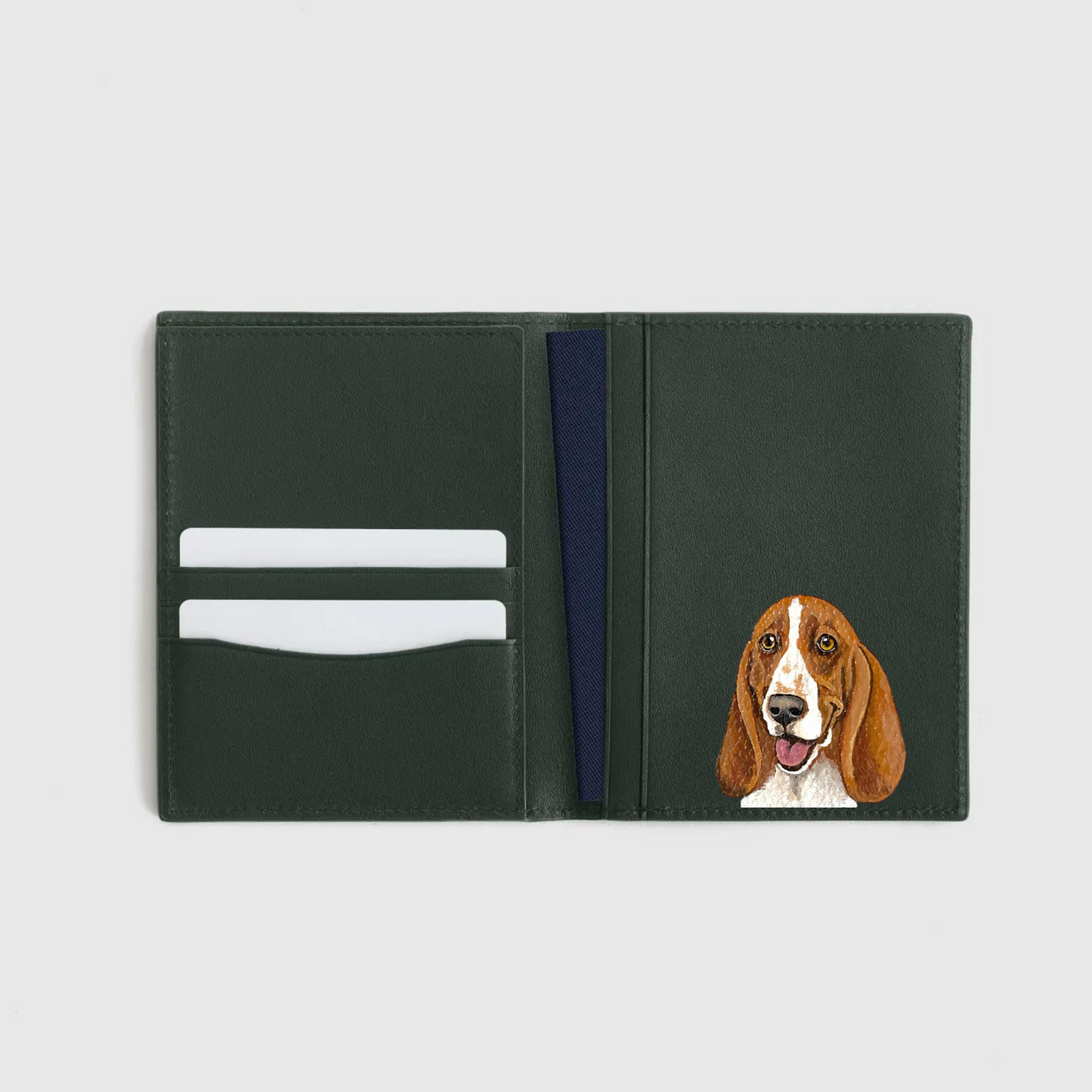 Nappa Leather RFID Blocking Passport Holder Wallet with Custom Pet Portrait