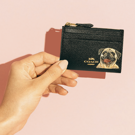 Coach Mini Skinny Card Wallet with Custom Pet Portrait