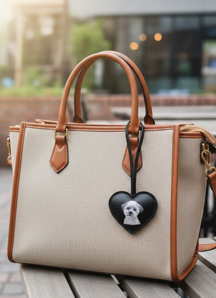 NEW! Vegan Leather Heart Charm with Custom Pet Portrait