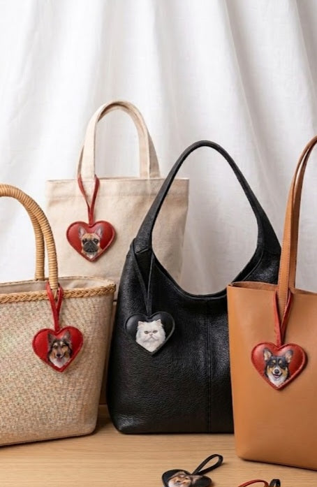 NEW! Vegan Leather Heart Charm with Custom Pet Portrait
