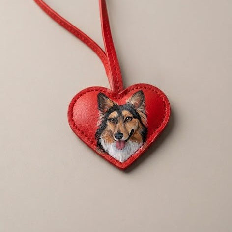NEW! Vegan Leather Heart Charm with Custom Pet Portrait