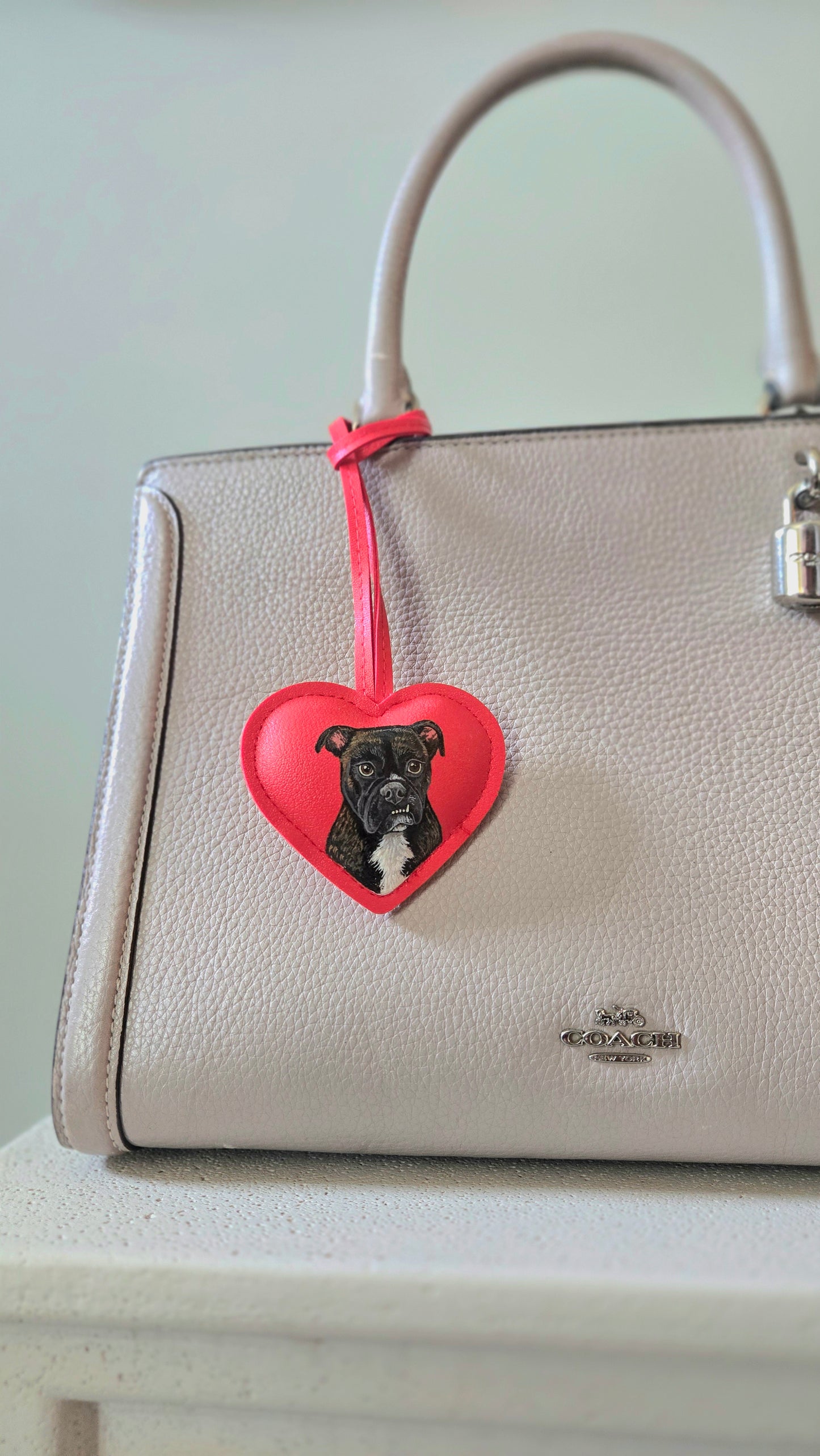 NEW! Vegan Leather Heart Charm with Custom Pet Portrait