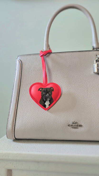NEW! Vegan Leather Heart Charm with Custom Pet Portrait